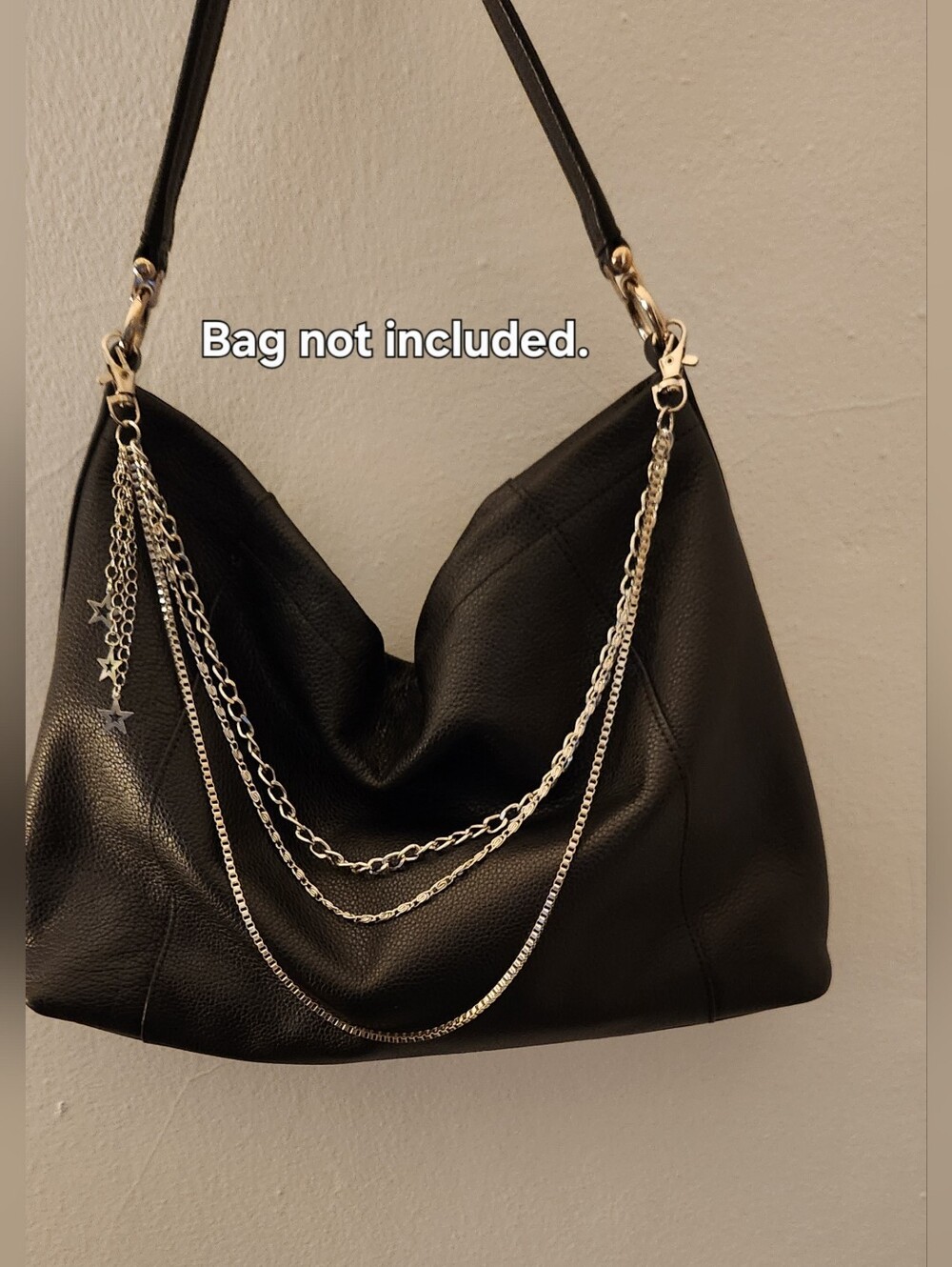 Bag Charm Layered Silver Chains With Stars
